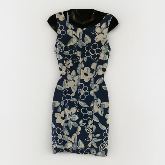 Vintage 90s Y2K Rampage R-Wear Size 7 Dress Blue Faux Wrap Hawaiian Tropical - Picture 4 of 9